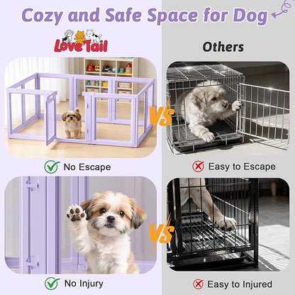 DIY Clear Acrylic Dog Playpen House,Quick Easy Assembly and Disassembly,Strong Floor Suction,Indoor and Outdoor Use,Easy Cleansing Puppy Fence (Purple, 23.6" H, 10PCS)