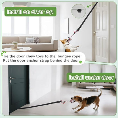 HOPET Bungee Tether Tug Outdoor Dog Toy with Stake,Tug of War Dog Toy for Aggressive Chewers to Keep Them Busy,Outdoor Interactive Dog Rope Toy for Medium/Small Dogs,Can Used On Lawns,Trees and Doors