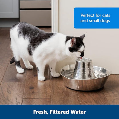 PetSafe Seaside Stainless Pet Fountain - Encourages Hydration - Dual Filtration Removes Odors - Compact Design - Rust Resistant Material - Quiet Motor -,(Pack of 4)