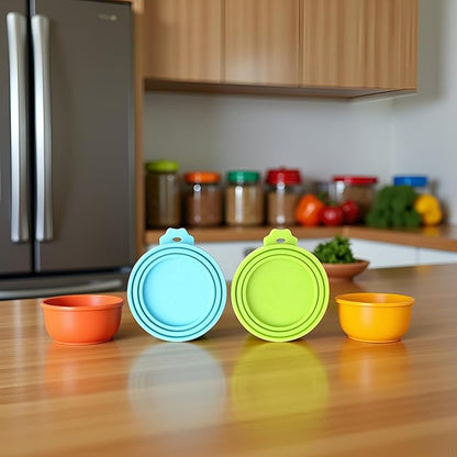Jowxsx 2 Pcs Multicolored Pet Food Can Cover Silicone Can Lids for Dog and Cat Food Universal Size Feeding and Watering Supplies