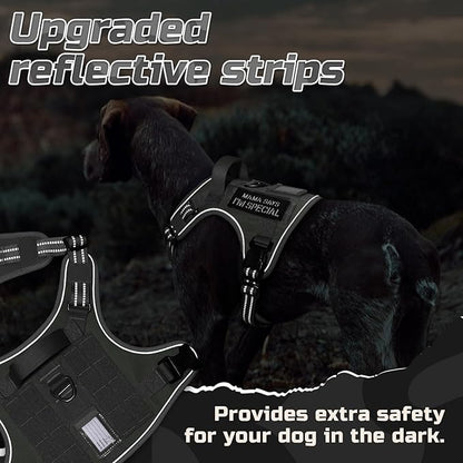 rabbitgoo Tactical Dog Harness for Large Dogs, No Pull Military Service Vest with Handle & Molle, Easy Control for Training Walking, Adjustable Reflective Straps, Dark Grey, XL