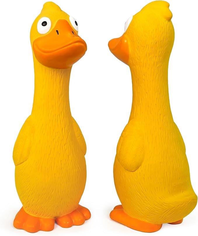 CHIWAVA 2 Pack 7.9 Inch Squeak Latex Dog Toy Yellow Duck Interactive Play for Small Medium Dogs