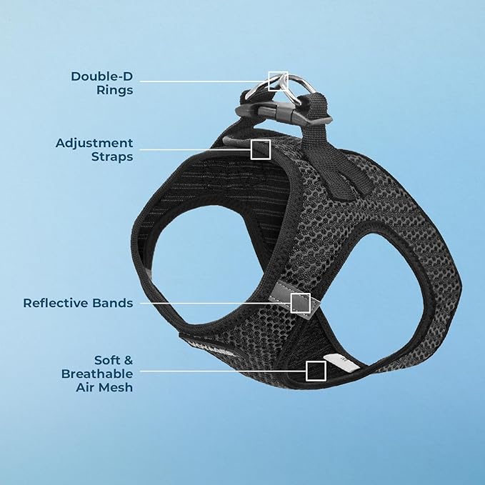 Best Pet Supplies - All Weather Mesh/Plush, Reflective, No Pull Harness for Small, Medium Dogs, Cats - Secure with Hook & Loop Fastener, Buckle, Double D-Rings - Gray 2-Tone, S