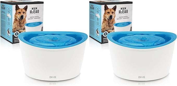 ZEUS H2EAU Elevated Dog and Cat Drinking Water Fountain with Purifying Filter, 6L Capacity (Pack of 2)