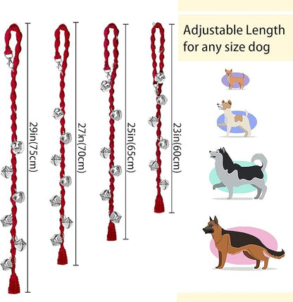 Dog Bells to Go Outside & Puppy Potty Training, Adjustable Dog Door Bell Ring to Go Potty, Handmade with Premium Yarn. Twisted Style, Rosered