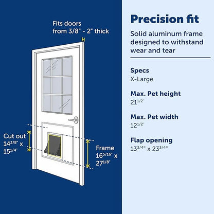 PetSafe Freedom Aluminum Dog and Cat Door - Durable Frame - Small, Medium, Large, X-Large