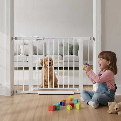 Baby Gate for Stairs, 29.7-40.6" Pressure Mounted Dog Gate, Auto Close Safety Gate for Children & Pets, Easy Install Pet Gate with Walk Thru Door for Doorways & Hallways, No Drilling, Dual-Lock Design