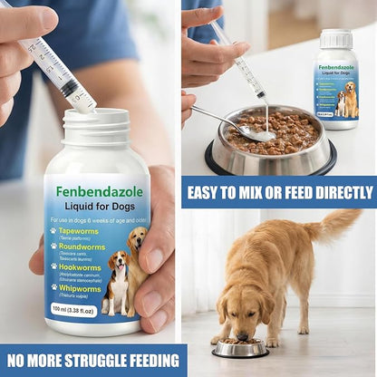 Dewormer for Dogs Fenbendazole for All Wormers, Roundworms , Hookworms , Whipworms and Tapeworms Broad Spectrum