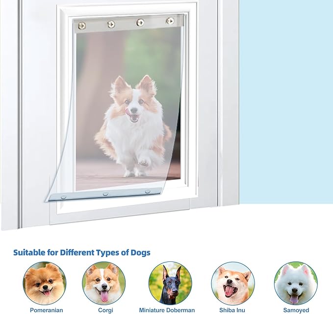 Extra Large Replacement Dog Door Flaps, Clear Pet Door Replacement Flap Compatible with 9.88" x 18" Dog Door, Weather Resistant Replacement Flap Fits Pets Up to 90 Lbs