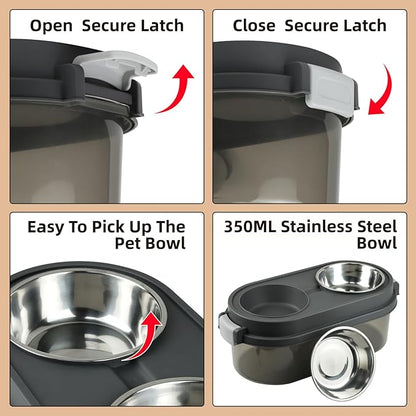 2 in 1 Elevated Dog Bowls with Pet Toys Storage Container, Basic Dog Bowls with Pet Food Storage Box