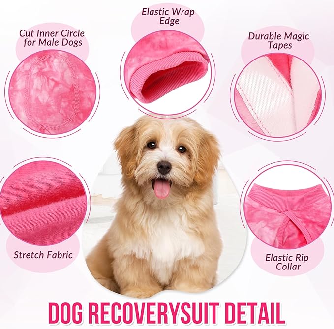 SlowTon Dog Recovery Suit - Surgery Recovery Suit for Female Male Dogs, Dog Onesie After Spay Abdominal Wounds, E-Collar Cone Alternative Prevent Licking Pet Surgical Suit(Pink,S)