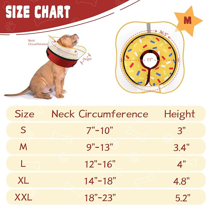 Elevated Inflatable Dog Cone Collar Alternative After Surgery, Dog Donut Collar, Soft Pet Cone to Stop Licking for Small Medium Large Dogs