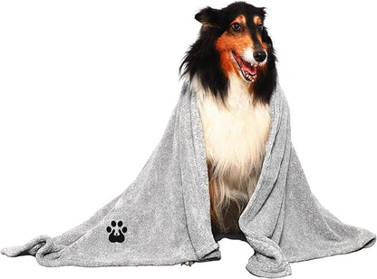 Dogvingpk Extra Large Dog Towel Super Absorbent Soft Microfiber Pet Bath Grooming Towels for Drying Dogs and Other Pets (XL-55" * 36", Grey)