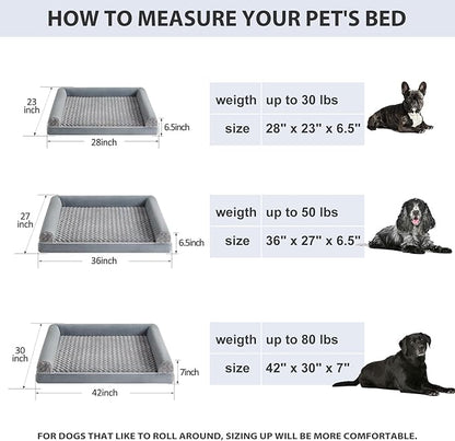 BFPETHOME Dog Beds for Large Dogs, Orthopedic Dog Bed for Medium Large Dogs,Big Waterproof Couch Pet Bed with Removable Washable Cover