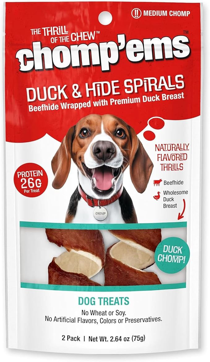 Chomp’ems Premium Beefhide Chews for Dogs, 2 Chews