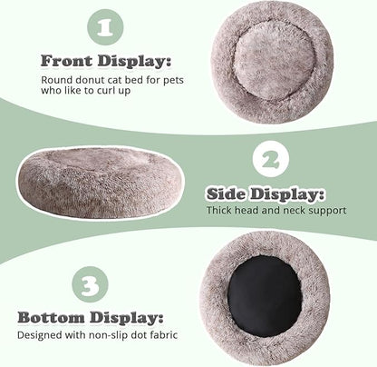 JOLLYVOGUE Dog Beds Large Sized Dog, 36 inches Calming Soft Anti-Anxiety Donut Dogs Bed, Washable Round Fluffy Cushion for Large Pets, Fits up to 80 lbs Pets