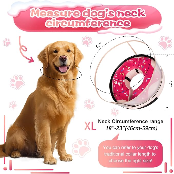 CNEO Inflatable Dog Cone Collar with Detachable Enhanced Anti-Licking Shield, Soft Neck Donut Collar for Dogs After Surgery, Adjustable Dog Cone Alternative for Large Medium Small Dogs & Cats