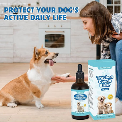 Yakucho Collapsed Trachea Treatment Liquid for Dog, 3.4 FL OZ Trachea Cough Elixir, Herbal Throat & Airway Comfort Formula for Dogs, Daily Respiratory Wellness Support, Easy to Administer