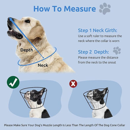 Dog Cone Collar - Soft Elizabethan Collar for Dogs After Surgery, Comfy Cone for Dogs to Stop Licking, Adjustable Dog Cone Alternative for Wound Healing (Navy, L)