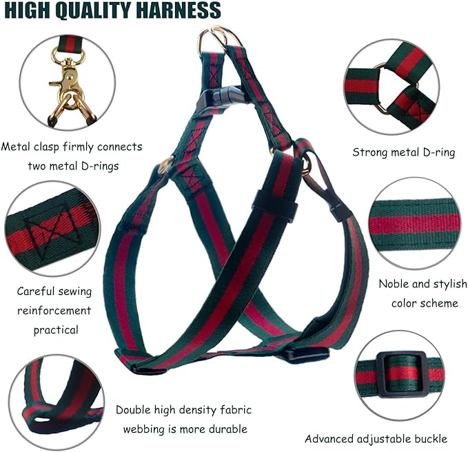 Elegant and Stylish Dog Harness andLeash,Durable Soft Neck and Chest Adjustable PetHarness,Luxury Dog Hamesses and Dog LeashesSet Packing Gift for Puppy Small Dogs