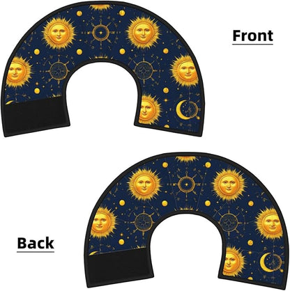 Soft Cat Cone Collar, Meet 998 Boho Chic Art Golden Sun Moon and Stars Over Blue Black Sky, Adjustable, Protective, After Surgery Recovery