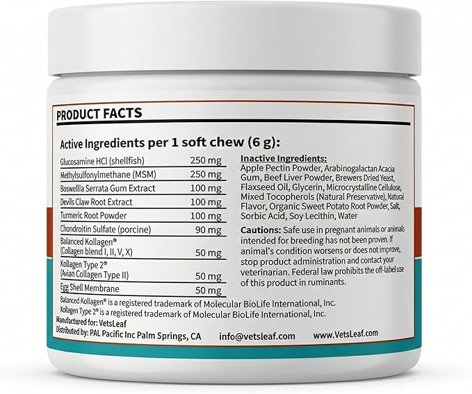 Hip & Joint Dog Chews – Glucosamine, Chondroitin, MSM, Turmeric & Collagen for Joint Health & Mobility – High-Potency Supplement for Dogs of All Breeds & Sizes – Active Lifestyle Support