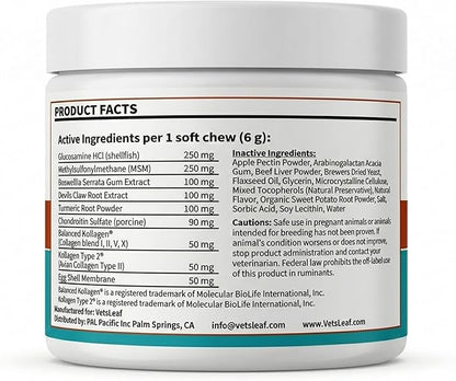 Hip & Joint Dog Chews – Glucosamine, Chondroitin, MSM, Turmeric & Collagen for Joint Health & Mobility – High-Potency Supplement for Dogs of All Breeds & Sizes – Active Lifestyle Support