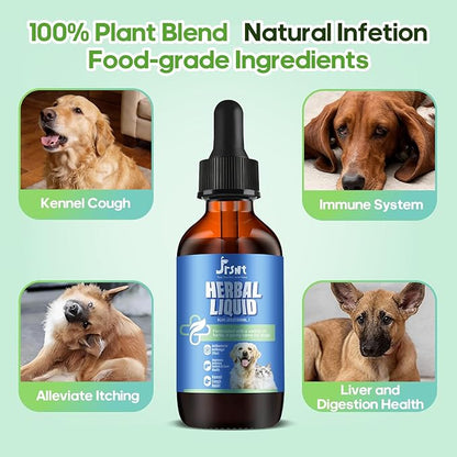 Kennel Cough Treatment for Dogs & Cats Helps with Dry, Wet, Barking Cough,Allergies & Sneezing Support Liver Health 100% Plant-Based Herbal Supplement 60 ml