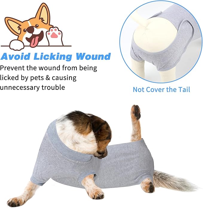 2 Packs Breathable Cotton Dog Recovery Suit for After Neuter Spay Abdominal Wounds Protector, Professional Anti-Licking Onesies for Male Female Pets Surgery Bandages, 2XL Red & Blue Pure