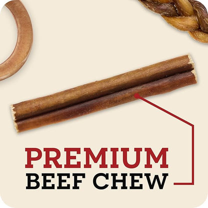 Redbarn 12" Bully Sticks for Dogs, Wrapped & Tagged Pet Chew Treat, Pack of 35