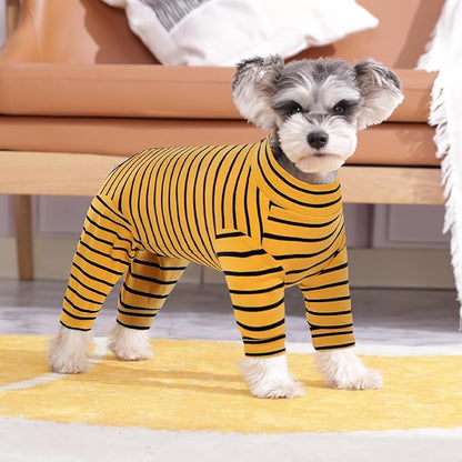 Kuoser Recovery Suit for Small Dogs After Surgery, Long Sleeve Dog Surgery Recovery Suit, Dog Onesie for Abdominal Wounds Skin Disease, Yellow S