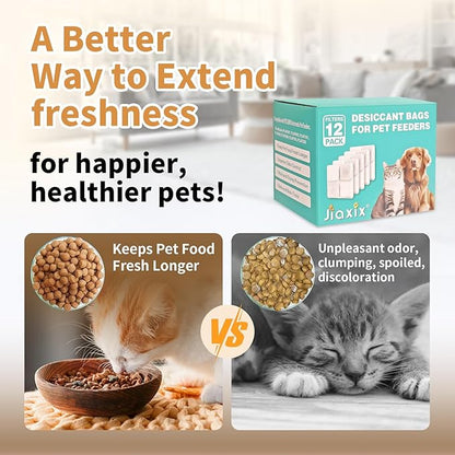 12Pack Pet Food Desiccant Bag for Pet Libro,Replacement Compatible with Petlibro Automatic Cat Dog Feeders,Keep Pet Food Feeder Dry and Fresh,High-Efficiency Hygroscopic