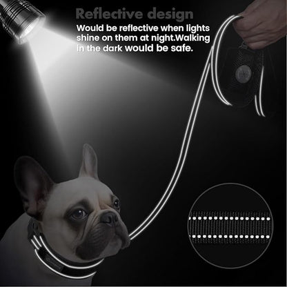 Reflective Dog Collar Leash Set, Adjustable Soft Dog Collar Leash with Poop Bag Holder Dispenser for Small Medium Large Dogs, Multiple Color Available, Black, Small