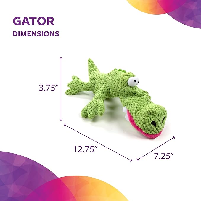 TrustyPup Tough 'N Fun Checker Gator Squeaky Plush Dog Toy, Chew Guard Technology - Green, Large (71147)