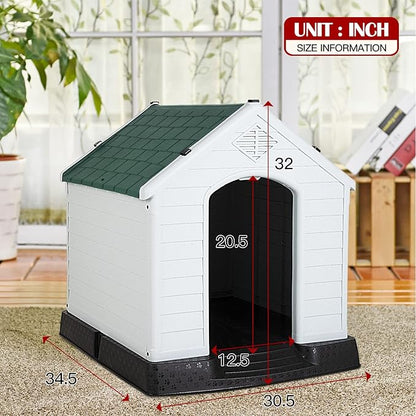 BestPet Dog House Indoor Outdoor Insulated Kennel Durable Plastic Dog House for Small Medium Large Dogs Weather & Water Resistant Pet Crate with Air Vents and Elevated Floor