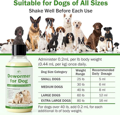 Dewormer for Dogs, Tapeworm Treatment for Dogs, Dog Dewormer Puppy Dewormer, 150ml Suitable for Dogs, with 5ml Dropper