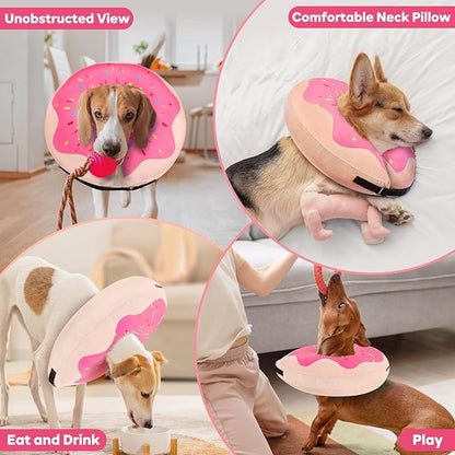 Gimars Inflatable Dog Cone Alternative Dog Donut Collar After Surgery, Soft Neck Pillow Recovery Cone, Elizabethan Collar Alternative for Puppies, Cats