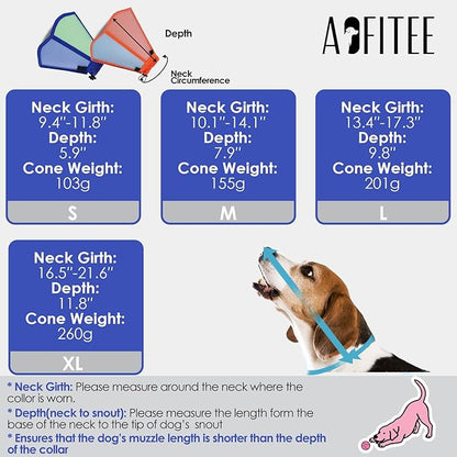 AOFITEE Dog Cone - Soft Cones for Dogs After Surgery, Comfy Cones for Large Dogs to Stop Licking, Adjustable Soft Dog Cone Collar, Elizabethan Pet E-Collar for Wound Healing, Bluegreen Large