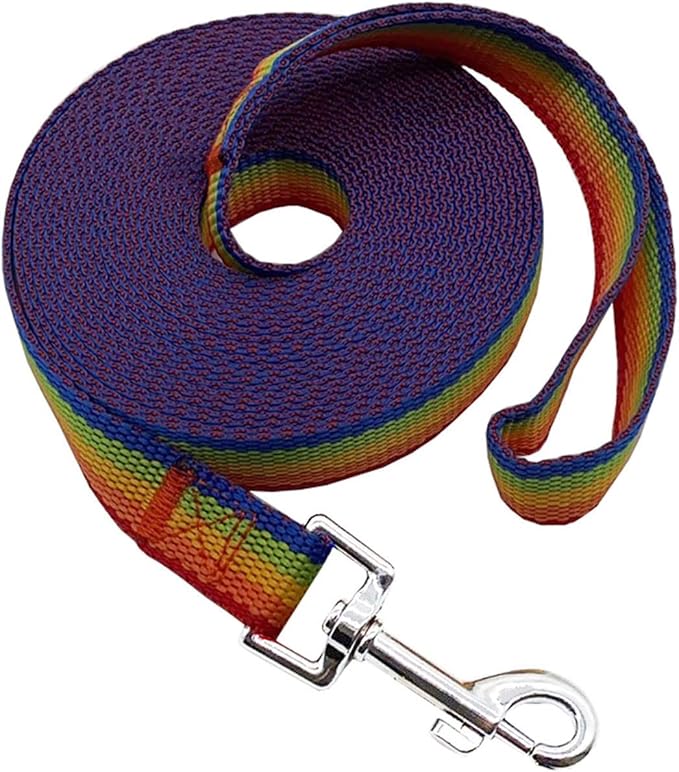 Nylon Training Dog Leash for Small Medium Large Dogs, 15ft 20ft 30ft 50ft Long Leash Dog/Puppy Lead for Obedience Recall Training, Camping (20ft, Rainbow)