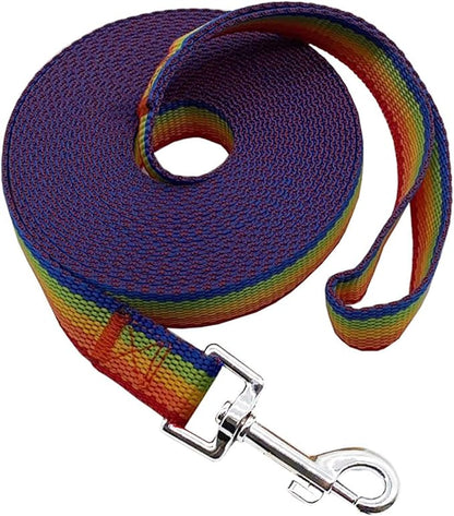 Nylon Training Dog Leash for Small Medium Large Dogs, 15ft 20ft 30ft 50ft Long Leash Dog/Puppy Lead for Obedience Recall Training, Camping (20ft, Rainbow)