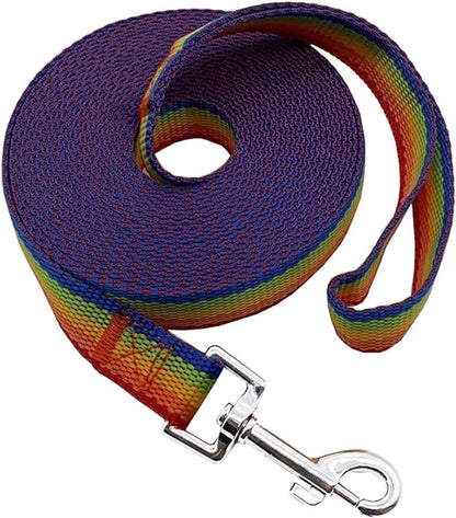 Nylon Training Dog Leash for Small Medium Large Dogs, 15ft 20ft 30ft 50ft Long Leash Dog/Puppy Lead for Obedience Recall Training, Camping (30ft, Rainbow)
