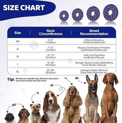 Adjustable Inflatable Dog Cone Collar for Surgery Recovery, Soft Cone for Dogs & Cats, Portable & Washable Dog Donut Collar, Large Cat Cone E Collar (Indigo XL)