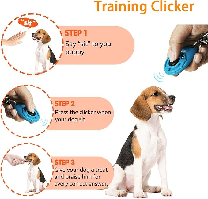Training Kit - 1 Target Stick, 1 Training Clicker, 1 Whistle - Dog Training Equipment Tools, Cat Toilet Trainer Kit, Agility Training Lure Course For Dogs, Kitten Puppy Behavior Aids Trick (B Type)