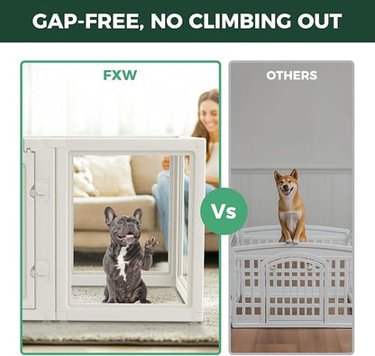 FXW AuraSpace Acrylic Indoor Dog Playpen for Small and Medium Dogs, 30 Inch, 6 Panels, White
