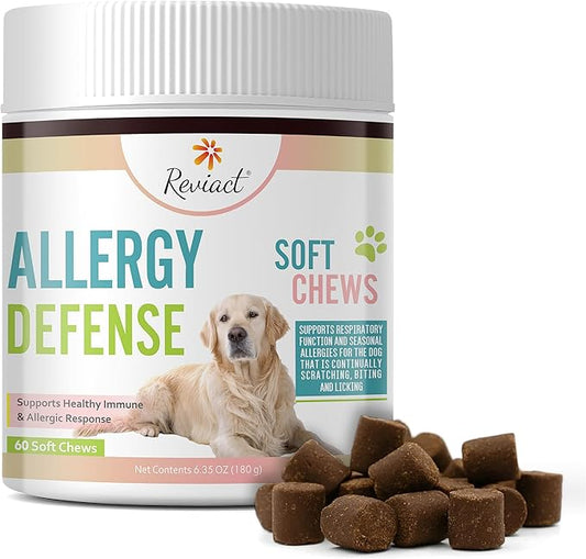 Allergy and Immune Support for Dogs – Itchy Skin Relief with Probiotics, Digestive Aid, Anti-Itch, Dry Skin & Coat Health, Hot Spots and Paw Licking, 60 Chewable Treats