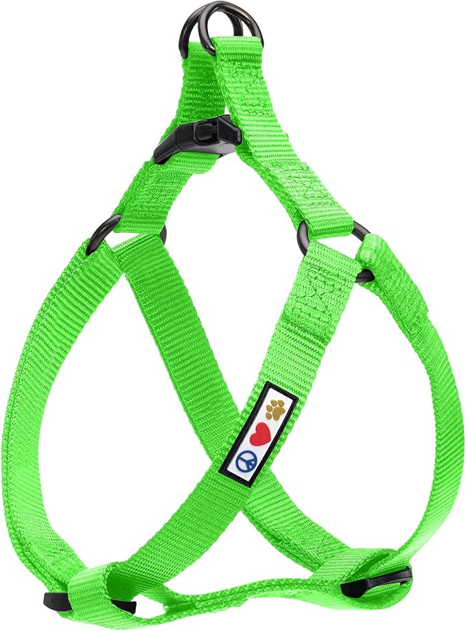 Pawtitas Solid Step-in Dog Harness – Adjustable No-Pull Vest for Puppies to Seniors, Safe & Comfortable L Green