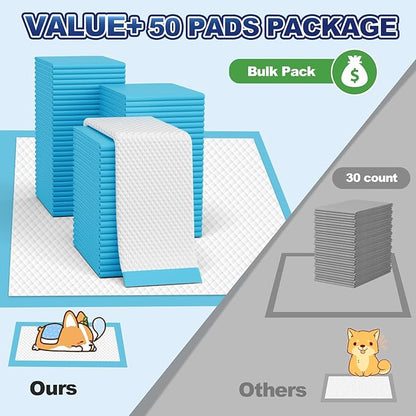 Puppy Pads 50 Pack, 34"x28" Extra Large Dog Pee Pads Thicker Disposable Dog Training Pads Super Absorbent & Leak-Proof, xl 6-Layer Quick-Dry potty Training Pads for doggie, Cats, Rabbits, Pet Supplies