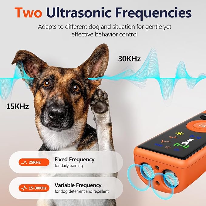 Ultrasonic Dog Bark Deterrent Device, Anti-Barking Control Device with LCD Screen & 3 Modes, Dog Training Tools to Stop Bad Behaviors, Safe Trainer Up to 35ft for Indoor Outdoor Use-03