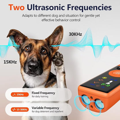 Ultrasonic Dog Bark Deterrent Device, Anti-Barking Control Device with LCD Screen & 3 Modes, Dog Training Tools to Stop Bad Behaviors, Safe Trainer Up to 35ft for Indoor Outdoor Use-03