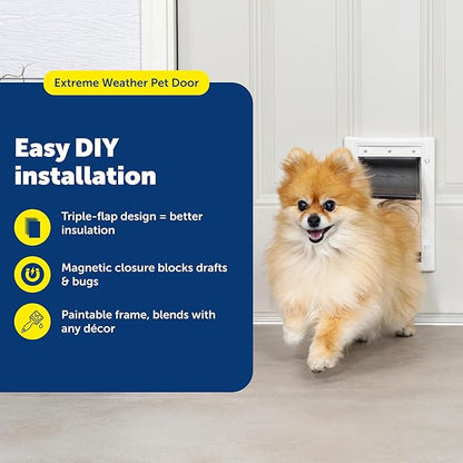 PetSafe Extreme Weather Pet Door - Insulated Weather-Resistant Dog & Cat Door with Durable Plastic Frame - Maximum Energy-Saving Efficiency - Small - for Dogs & Cats up to 15 lbs